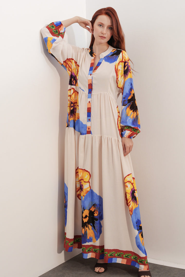 Bigdart Robe longue de hijab à motifs pour femme 2585 - Bleu roi