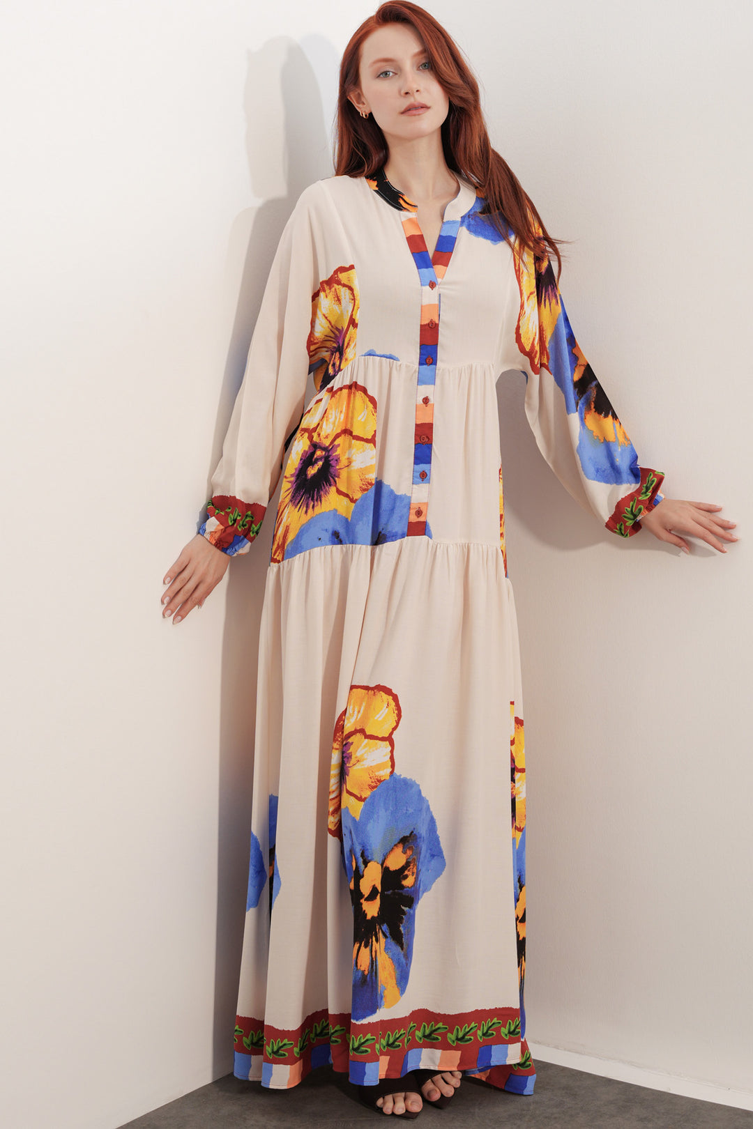 Bigdart Robe longue de hijab à motifs pour femme 2585 - Bleu roi