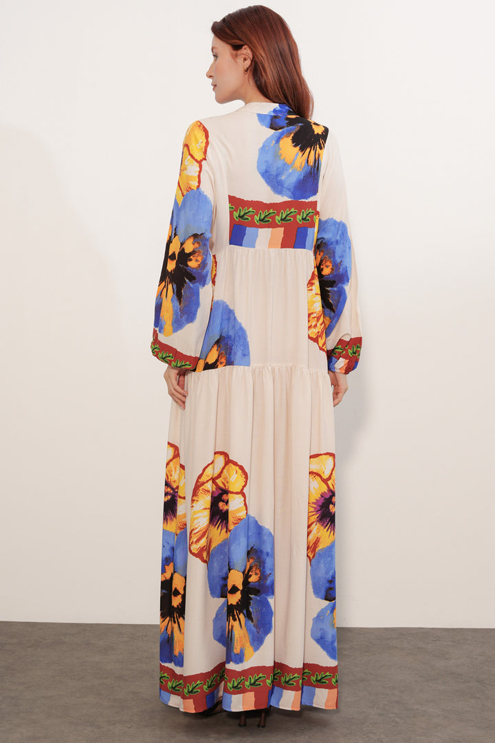 Bigdart Robe longue de hijab à motifs pour femme 2585 - Bleu roi