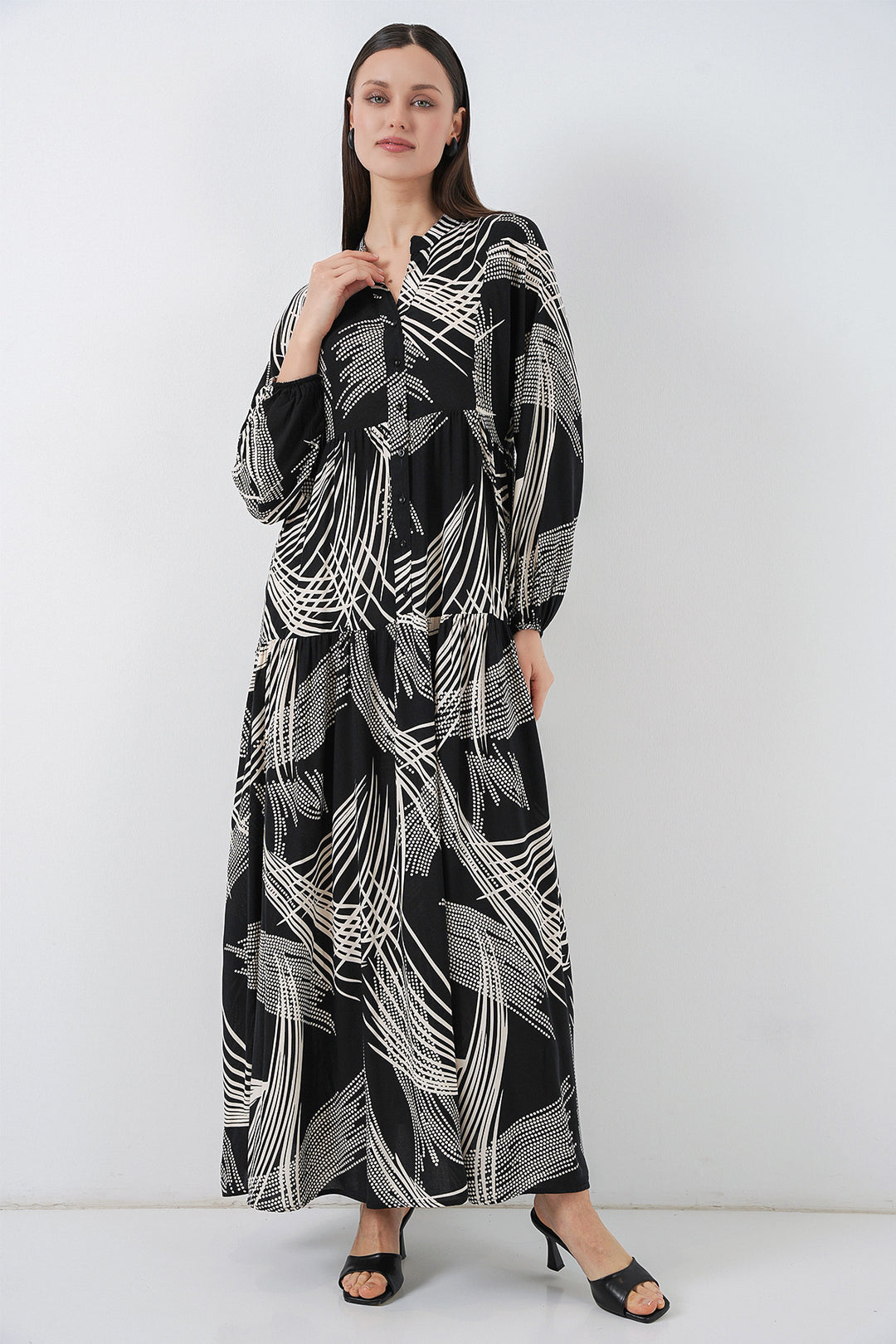 Bigdart Robe Longue Modeste à Motifs Femme 2585 - Noir
