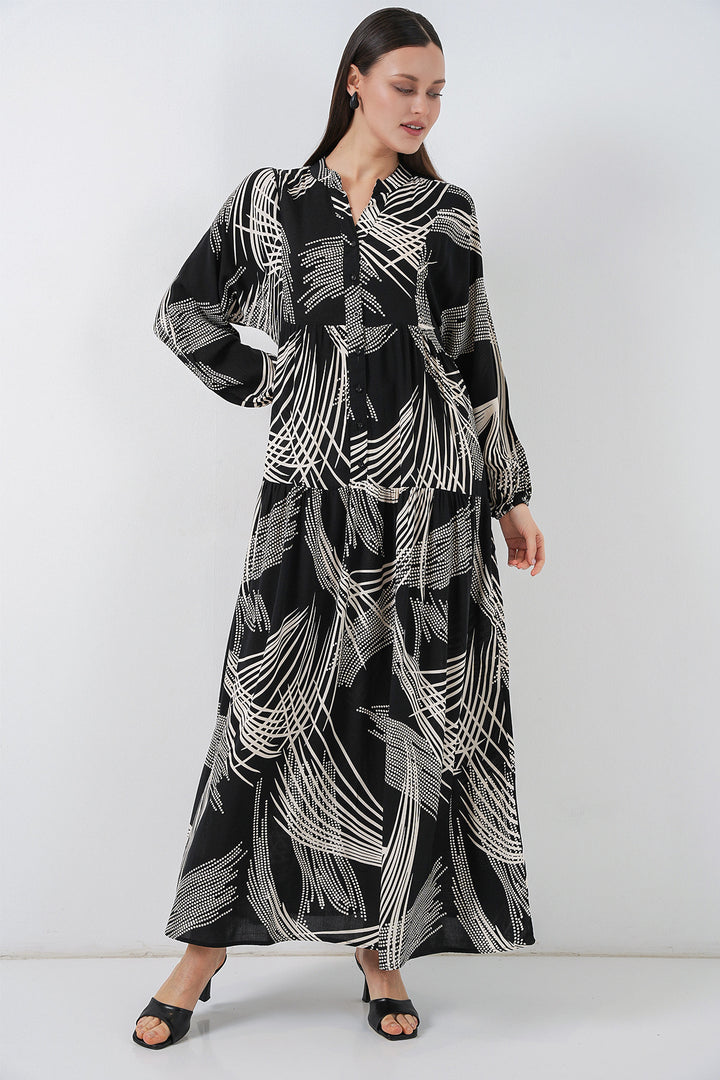 Bigdart Robe Longue Modeste à Motifs Femme 2585 - Noir