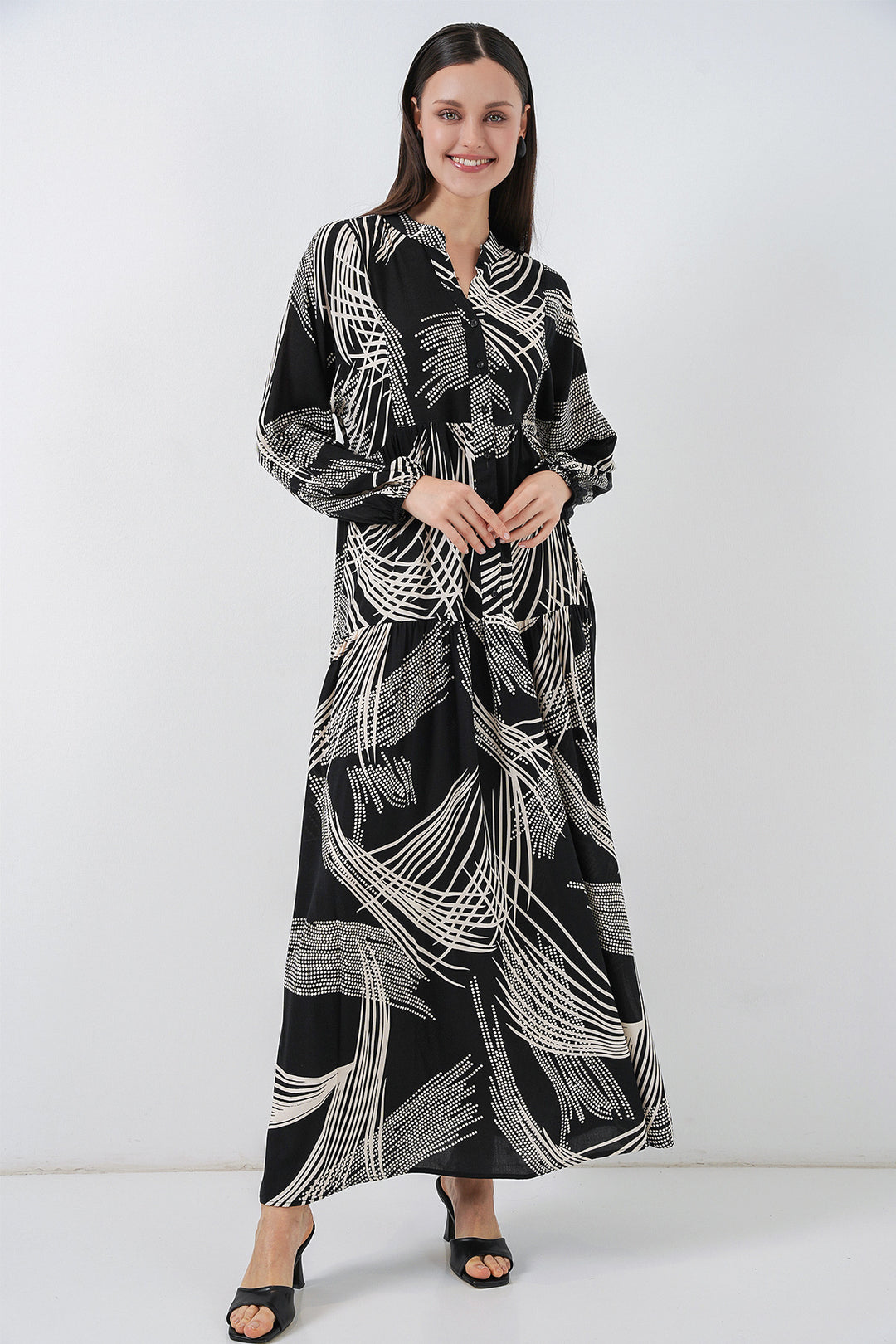Bigdart Robe Longue Modeste à Motifs Femme 2585 - Noir