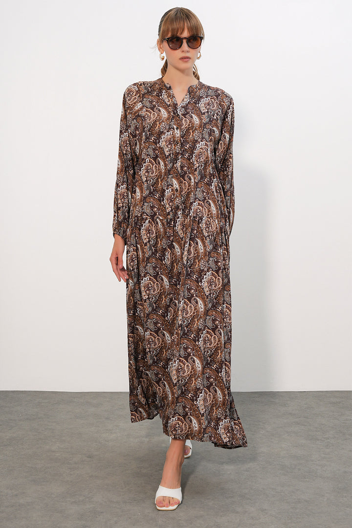 Bigdart Robe de hijab longue à motifs pour femme 2585 - Tabac