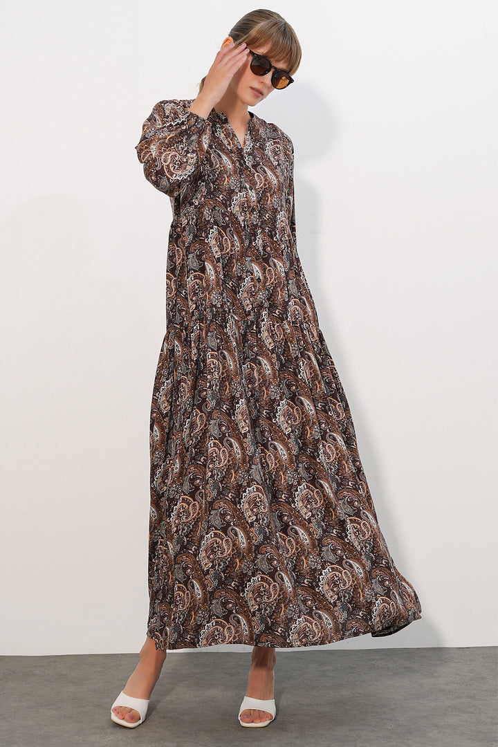 Bigdart Robe de hijab longue à motifs pour femme 2585 - Tabac