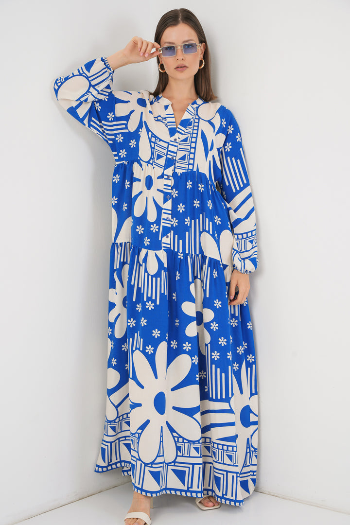 Bigdart Robe longue à motifs pour femme 2585 - Bleu