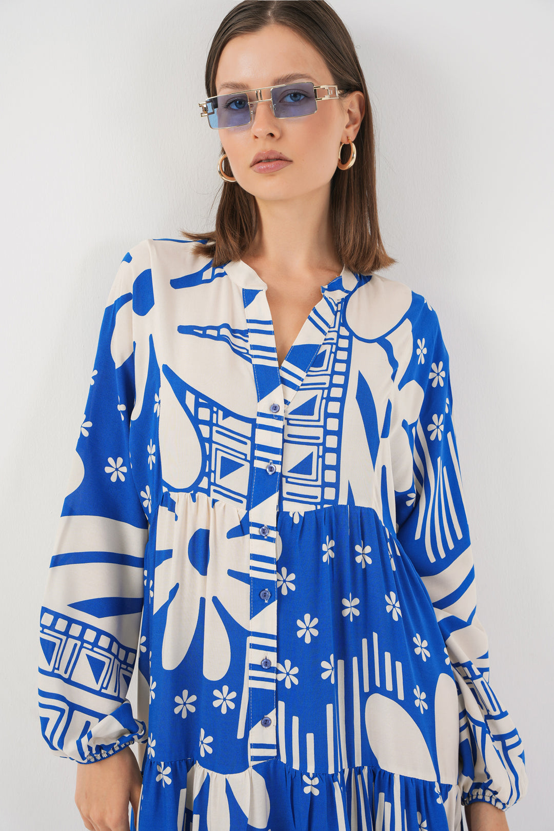 Bigdart Robe longue à motifs pour femme 2585 - Bleu