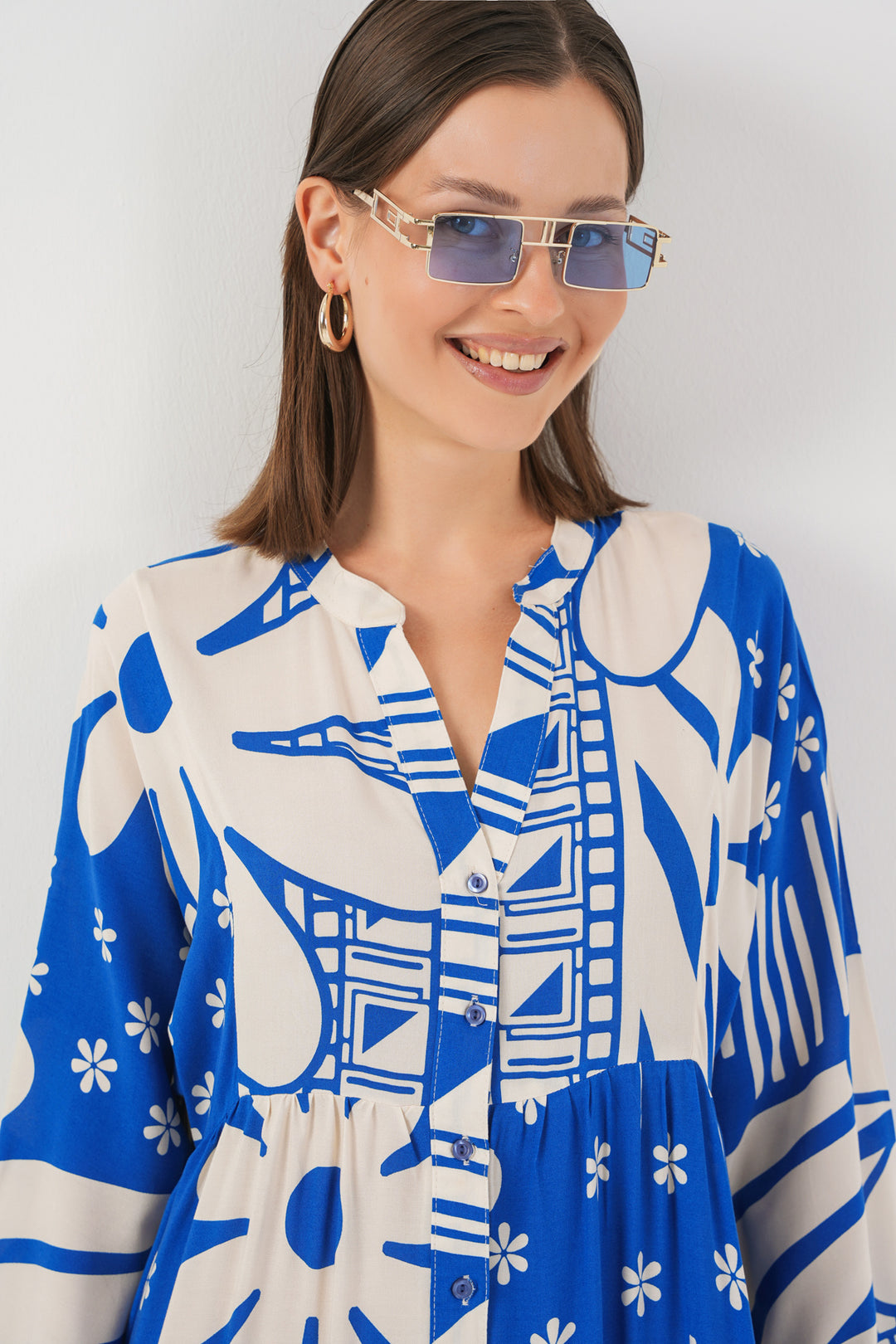 Bigdart Robe longue à motifs pour femme 2585 - Bleu