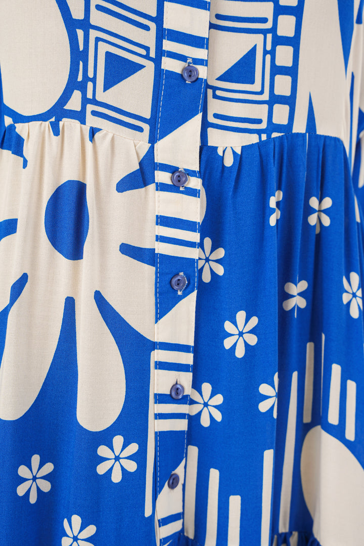 Bigdart Robe longue à motifs pour femme 2585 - Bleu