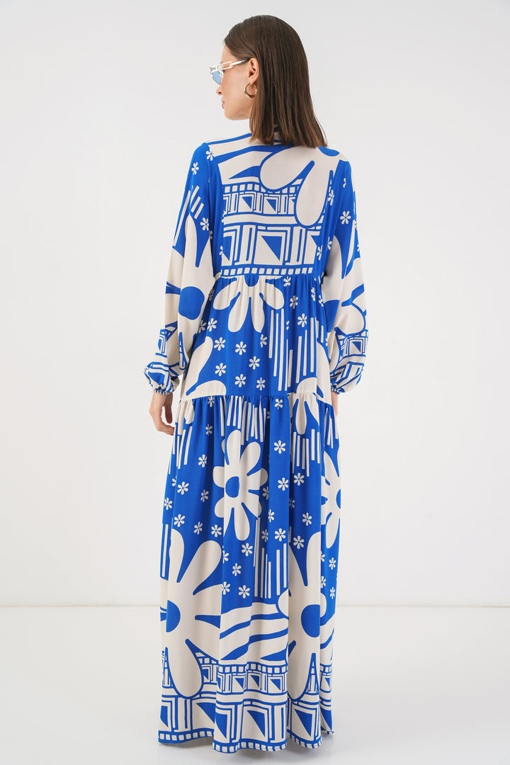 Bigdart Robe longue à motifs pour femme 2585 - Bleu