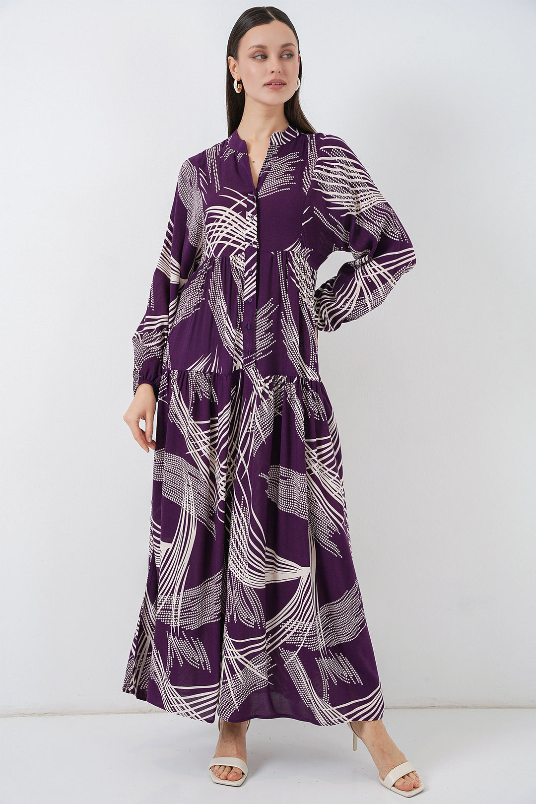 Bigdart Robe longue modeste à motifs pour femme 2585 - Violet
