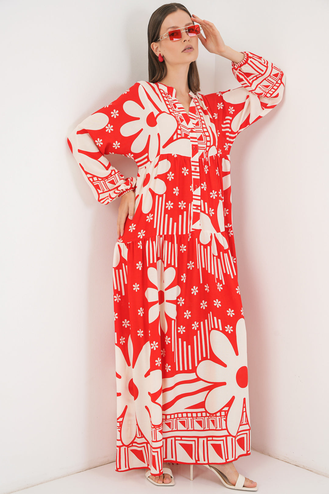 Bigdart Robe longue à motifs pour femme 2585 - Rouge N.