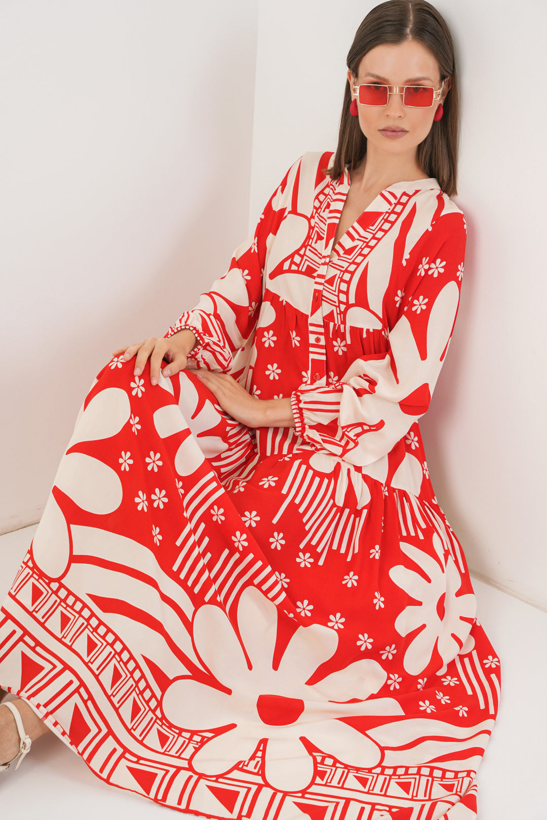 Bigdart Robe longue à motifs pour femme 2585 - Rouge N.