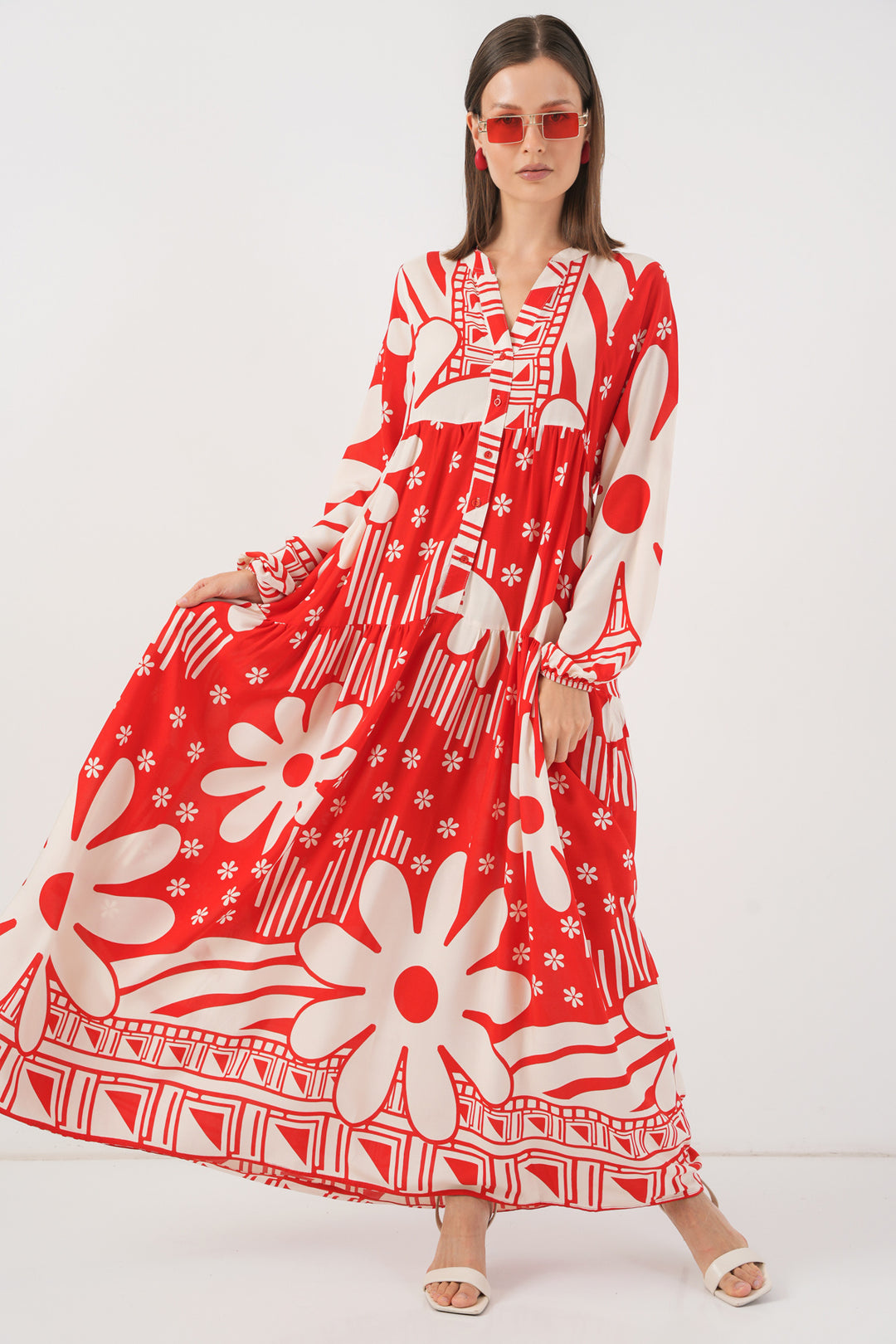 Bigdart Robe longue à motifs pour femme 2585 - Rouge N.