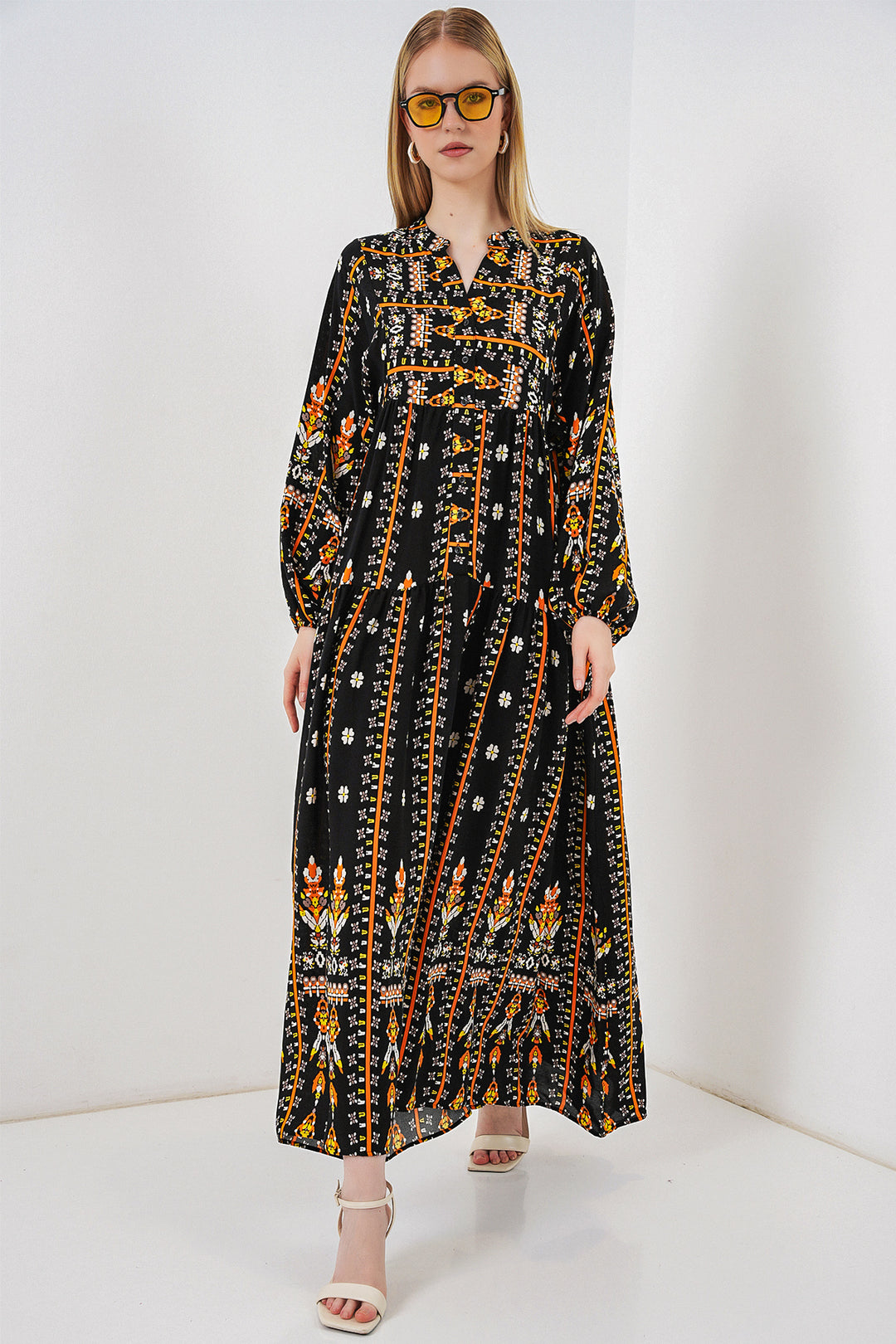 Bigdart Robe longue modeste à motifs pour femme 2585 - N. Noir
