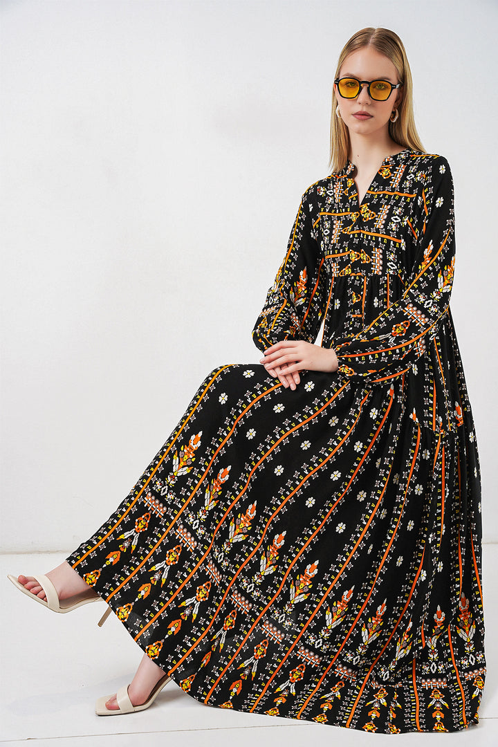 Bigdart Robe longue modeste à motifs pour femme 2585 - N. Noir