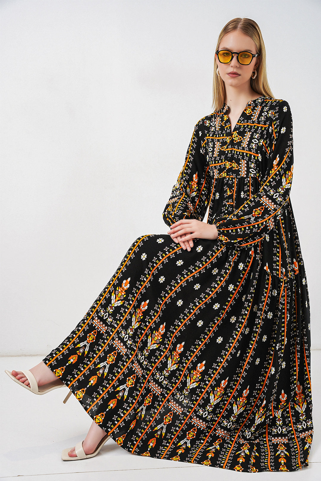 Bigdart Robe longue à motifs pour femme 2585 - n. Noir