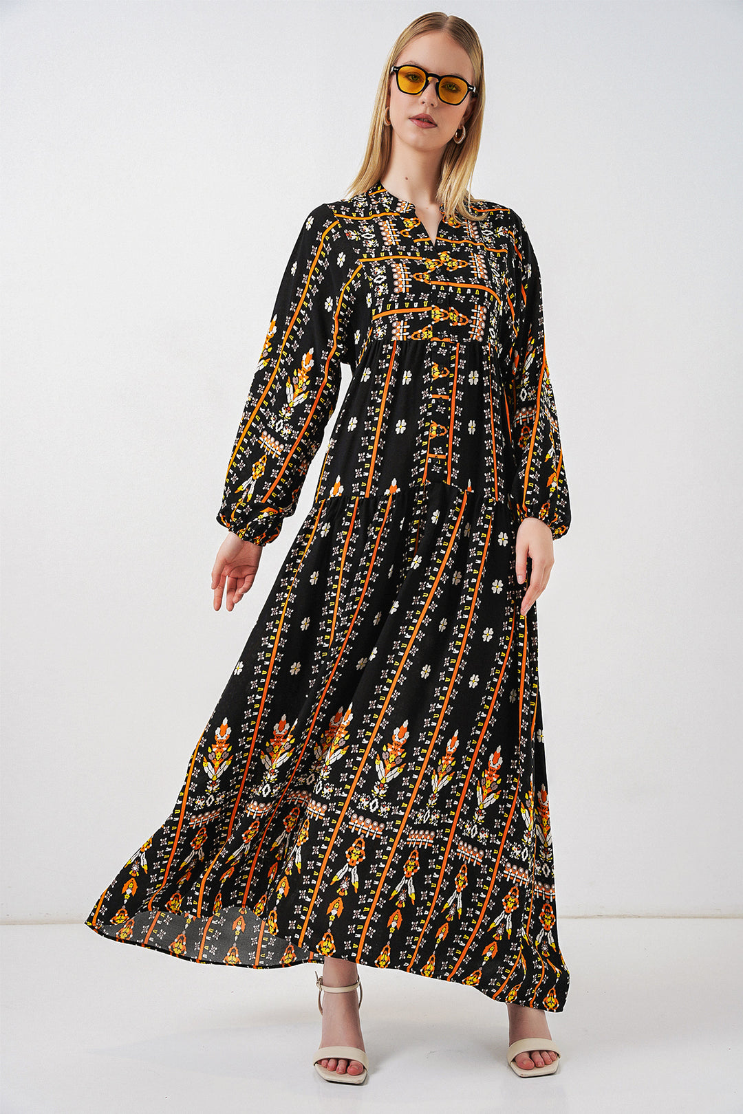 Bigdart Robe longue à motifs pour femme 2585 - n. Noir