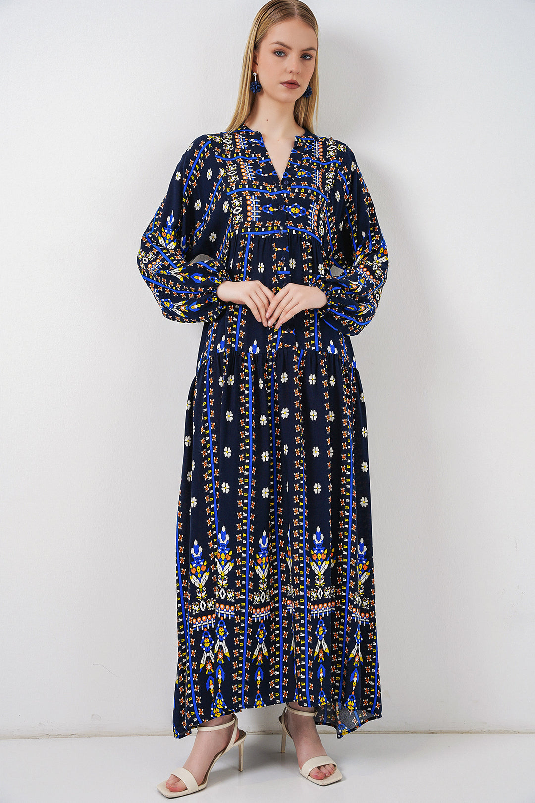 Bigdart Robe longue modeste à motifs pour femmes 2585 - p. Bleu marine