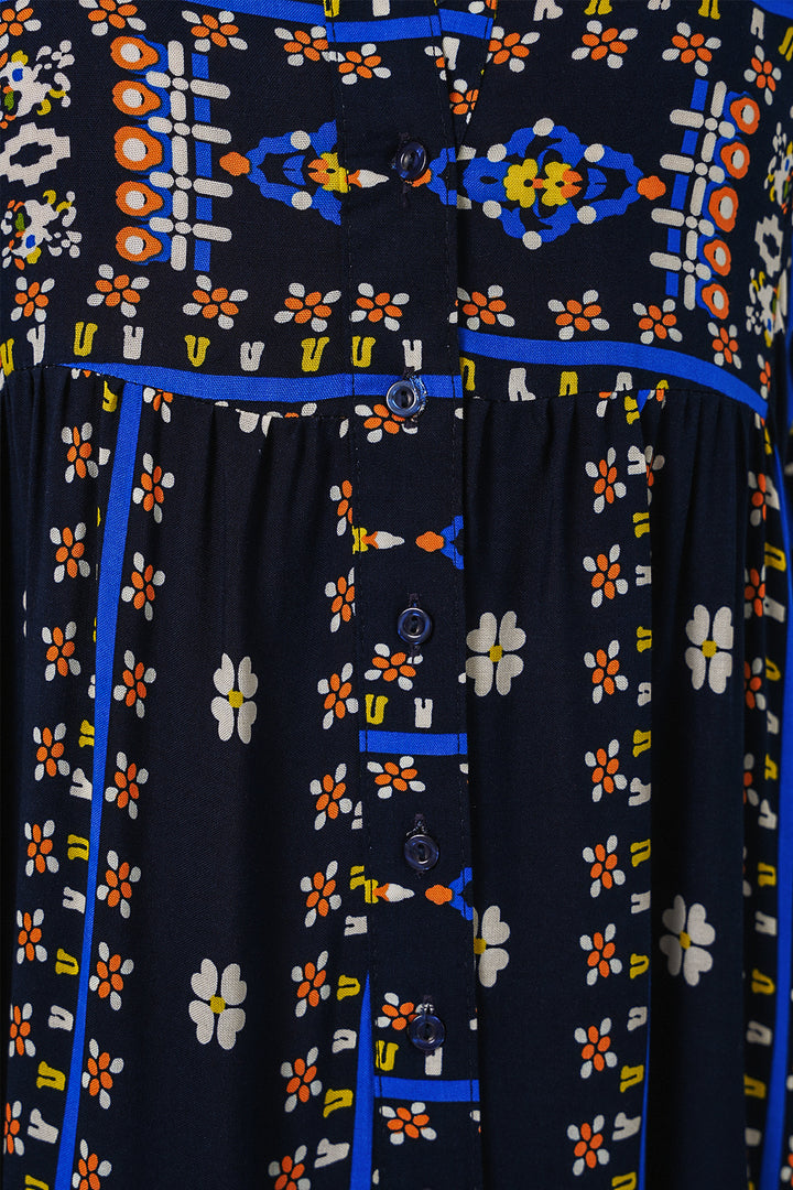 Bigdart Robe longue modeste à motifs pour femme 2585 - P. Bleu marine