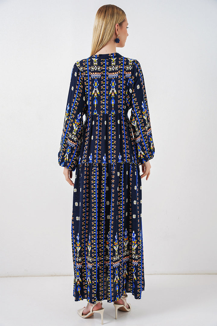 Bigdart Robe longue modeste à motifs pour femmes 2585 - p. Bleu marine