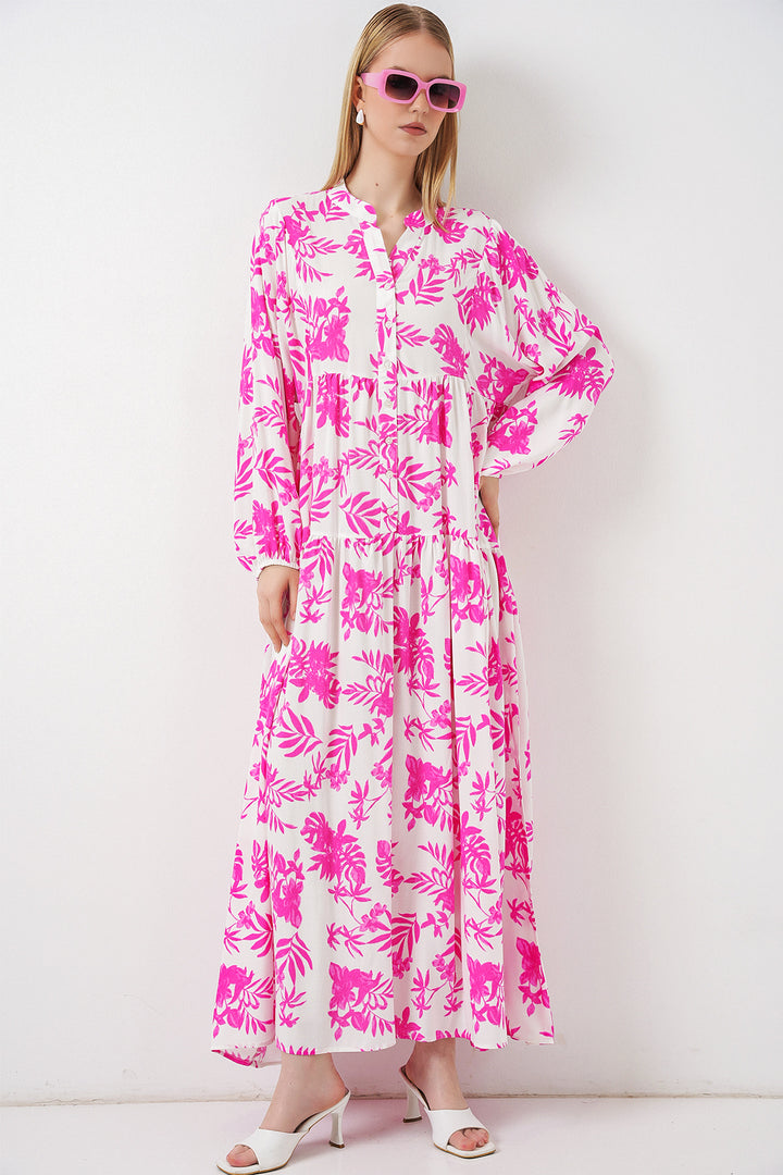 Bigdart Robe longue modeste à motifs pour femme 2585 - Rose