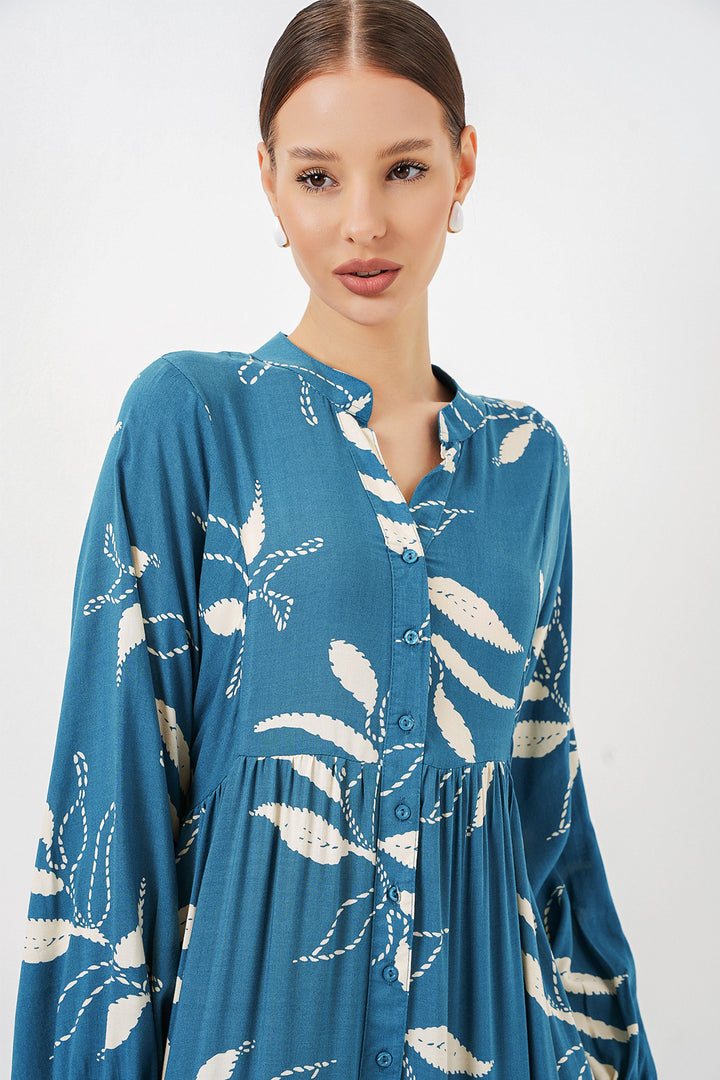 Bigdart Robe longue de modestie à motifs pour femme 2585 - Pétrole