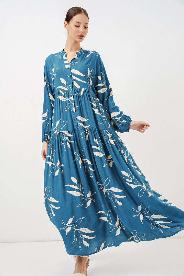Bigdart Robe longue de modestie à motifs pour femme 2585 - Pétrole