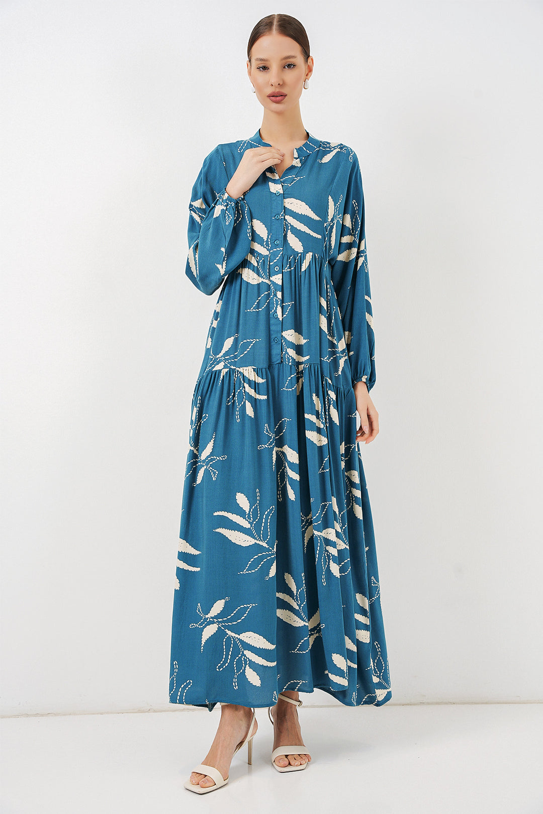 Bigdart Robe longue de modestie à motifs pour femme 2585 - Pétrole