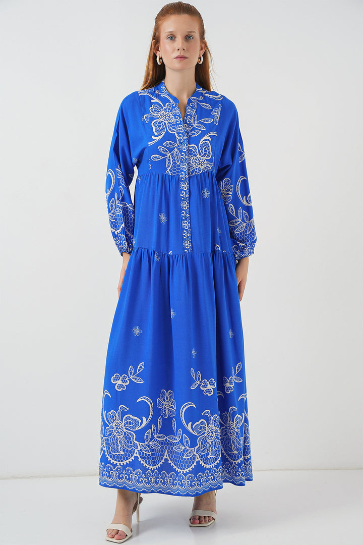 Bigdart Robe longue à motifs femme 2585 - Bleu roi