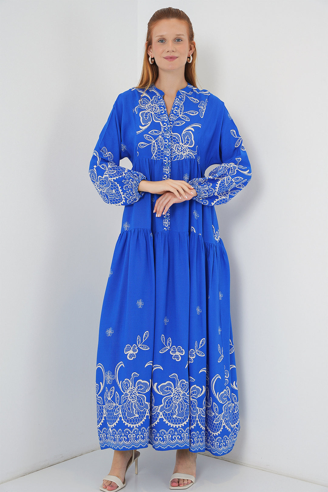 Bigdart Robe longue à motifs femme 2585 - Bleu roi