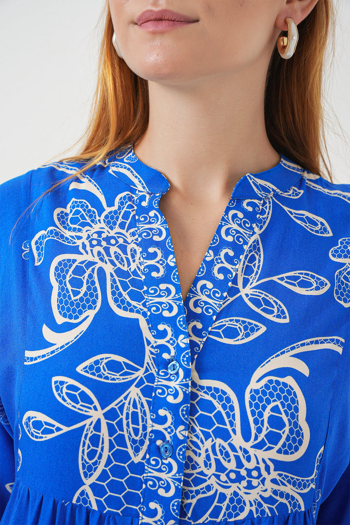 Bigdart Robe longue à motifs femme 2585 - Bleu roi