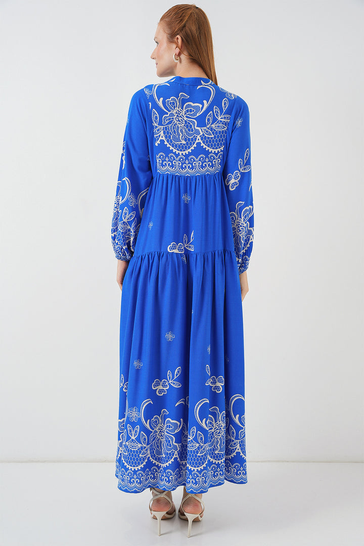 Bigdart Robe longue à motifs femme 2585 - Bleu roi
