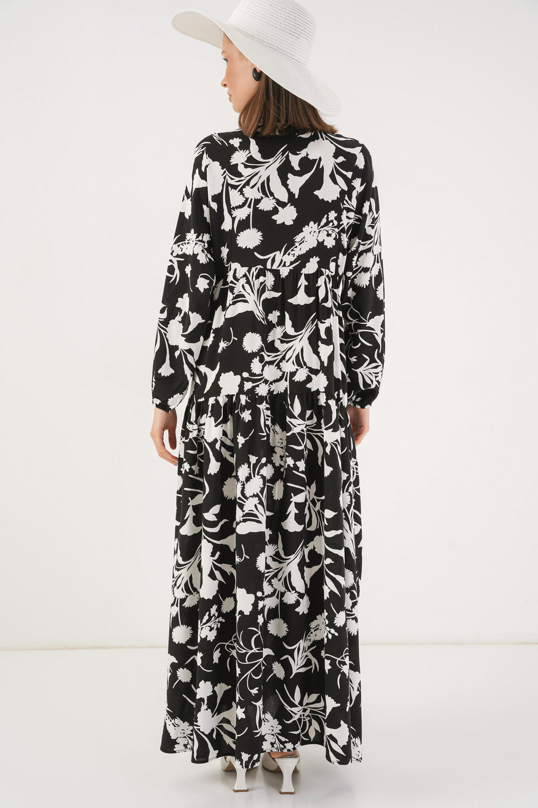 Bigdart Robe longue à motifs pour femme 2585 - Noir - Blanc 1