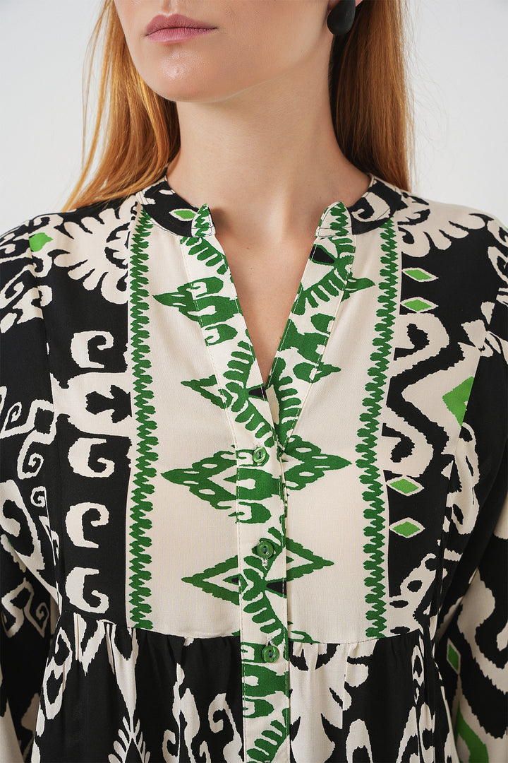 Bigdart Robe longue de hijab à motifs pour femme 2585 - Noir - Vert