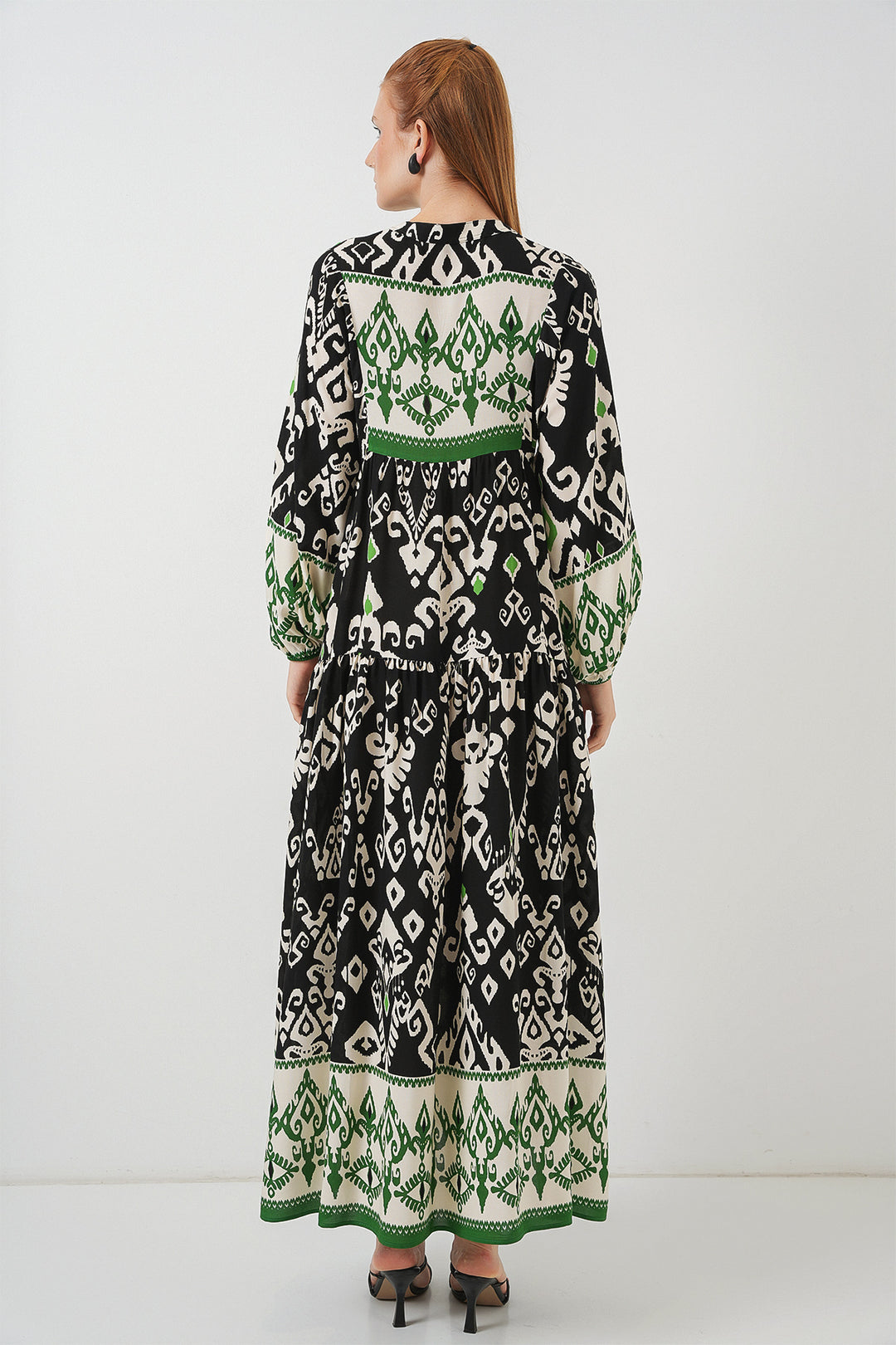 Bigdart Robe longue de hijab à motifs pour femme 2585 - Noir - Vert