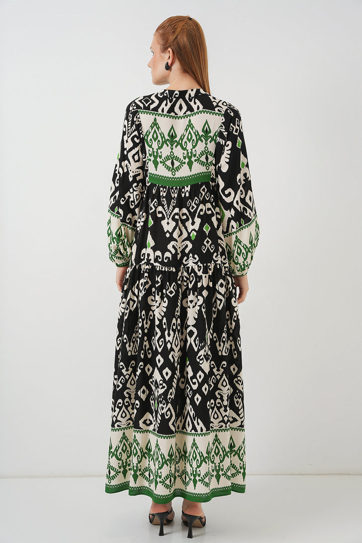 Bigdart Robe longue de hijab à motifs pour femme 2585 - Noir - Vert