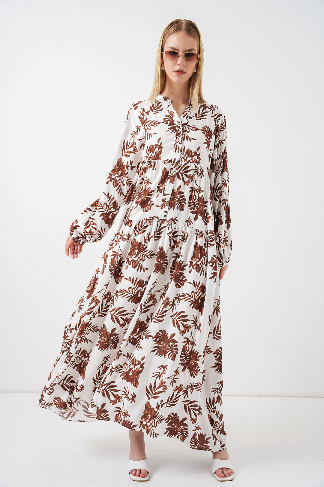 Bigdart Robe longue modeste à motifs pour femme 2585 - Tabac