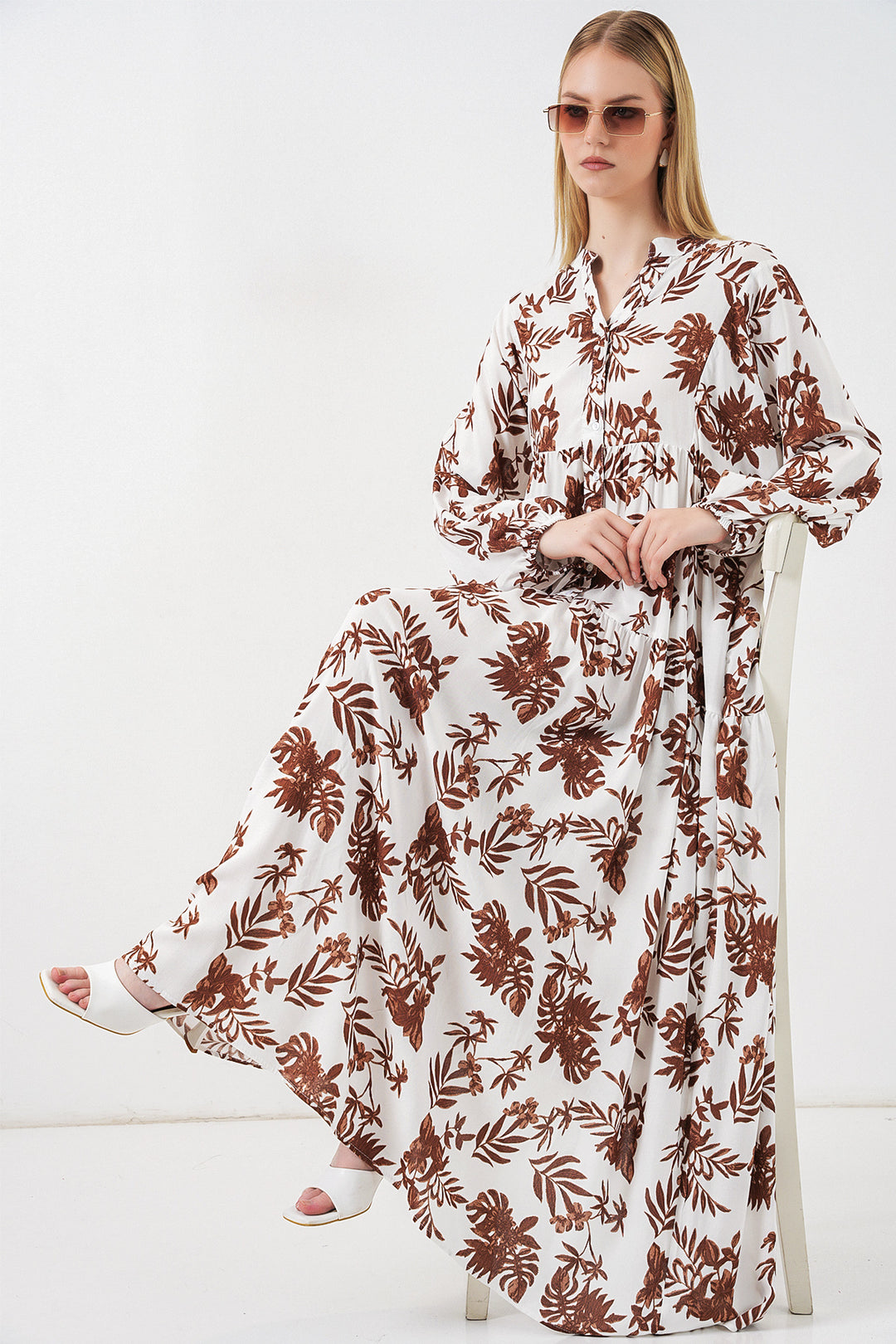 Bigdart Robe longue modeste à motifs pour femme 2585 - Tabac