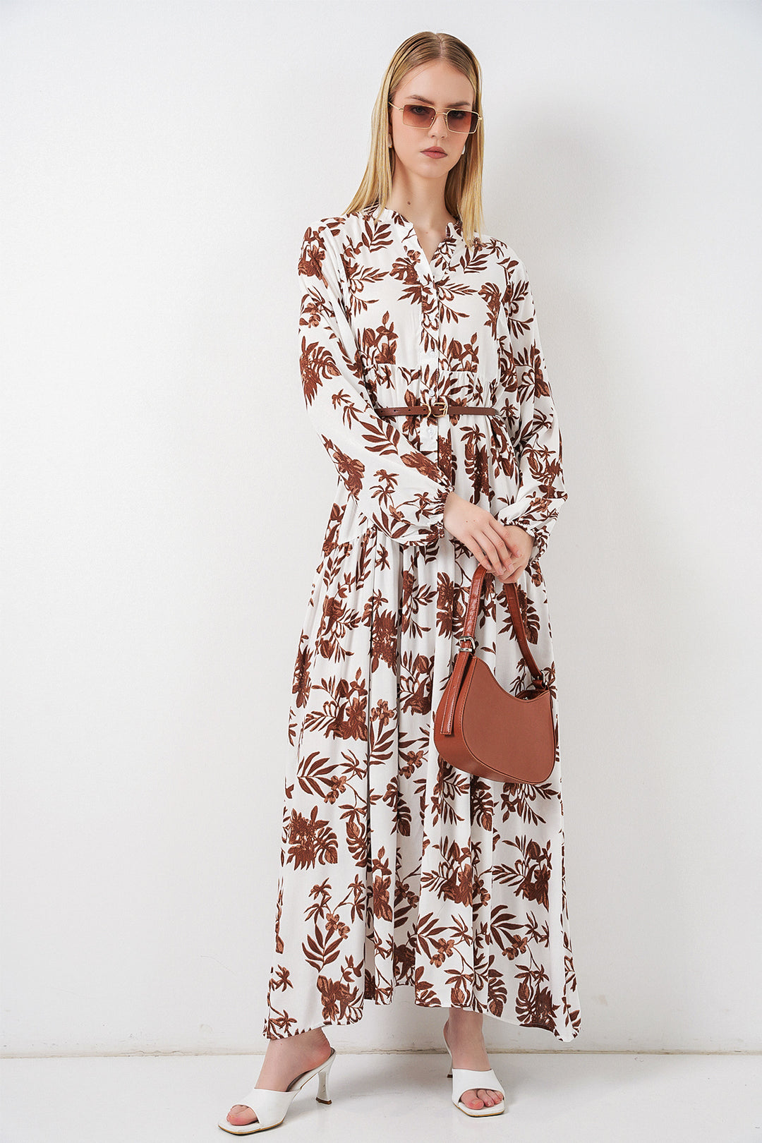 Bigdart Robe longue modeste à motifs pour femme 2585 - Tabac
