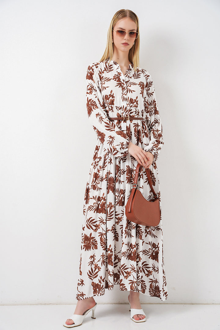 Bigdart Robe longue modeste à motifs pour femme 2585 - Tabac