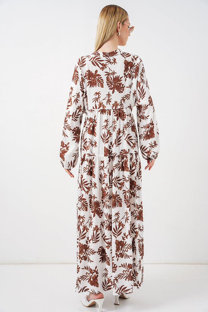 Bigdart Robe longue modeste à motifs pour femme 2585 - Tabac