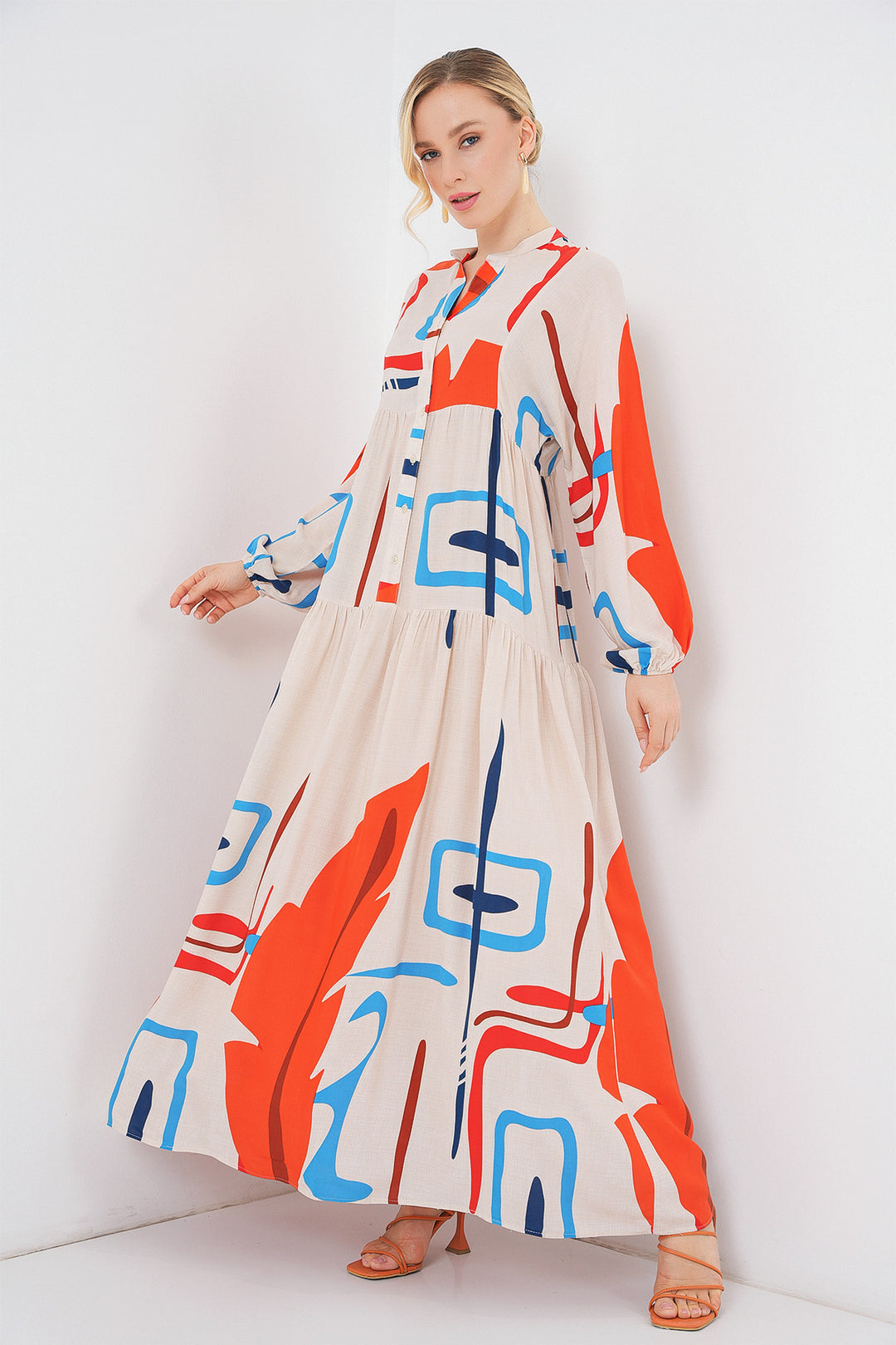 Bigdart Robe longue à motifs pour femmes 2585 - Orange