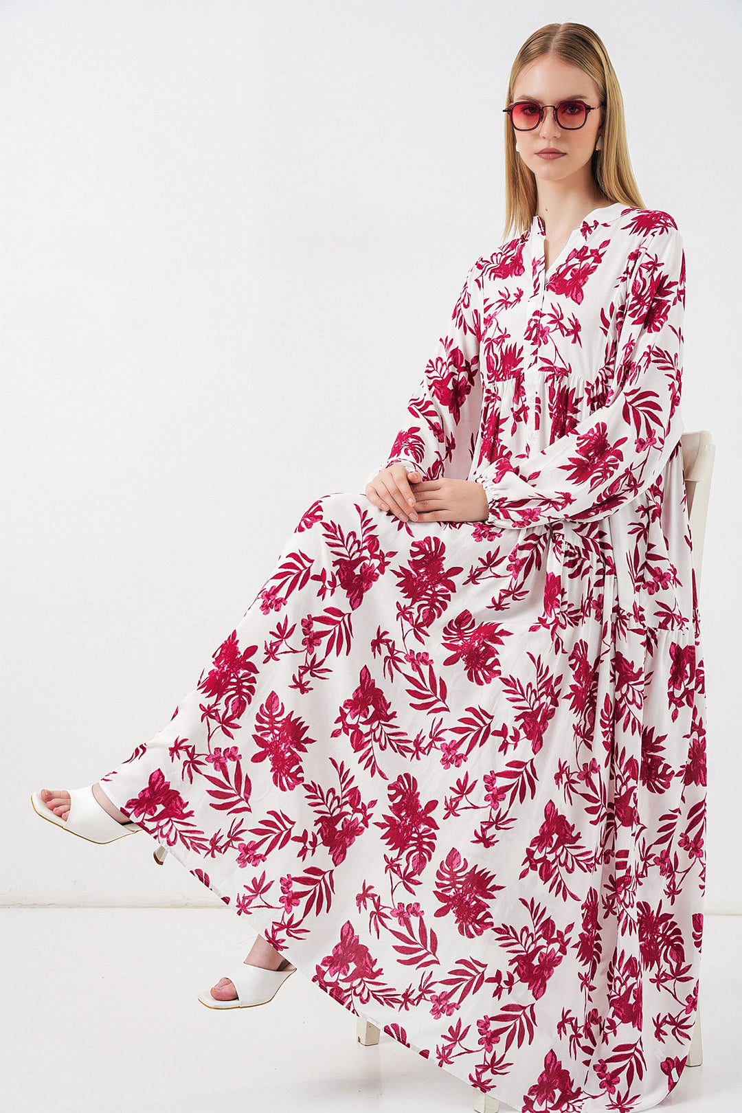 Bigdart Robe longue modeste à motifs pour femme 2585 - V. Rouge