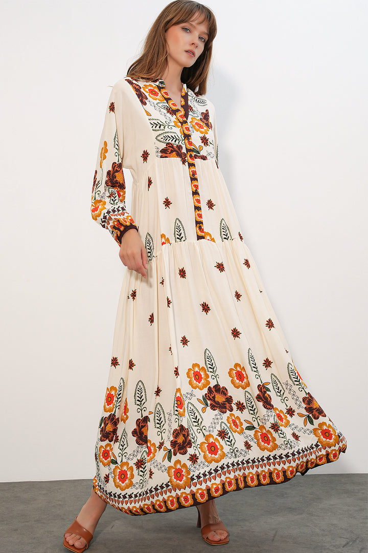 Bigdart Robe longue modeste à motifs pour femmes 2585 - vison