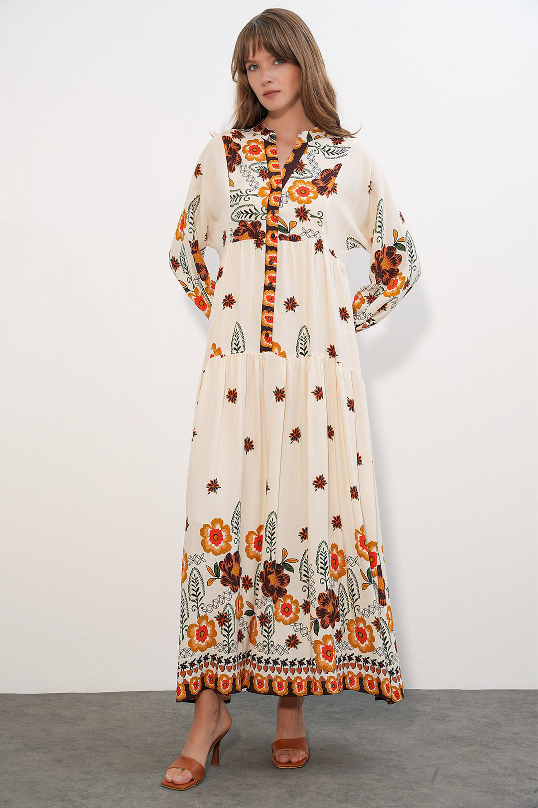 Bigdart Robe longue modeste à motifs pour femmes 2585 - vison