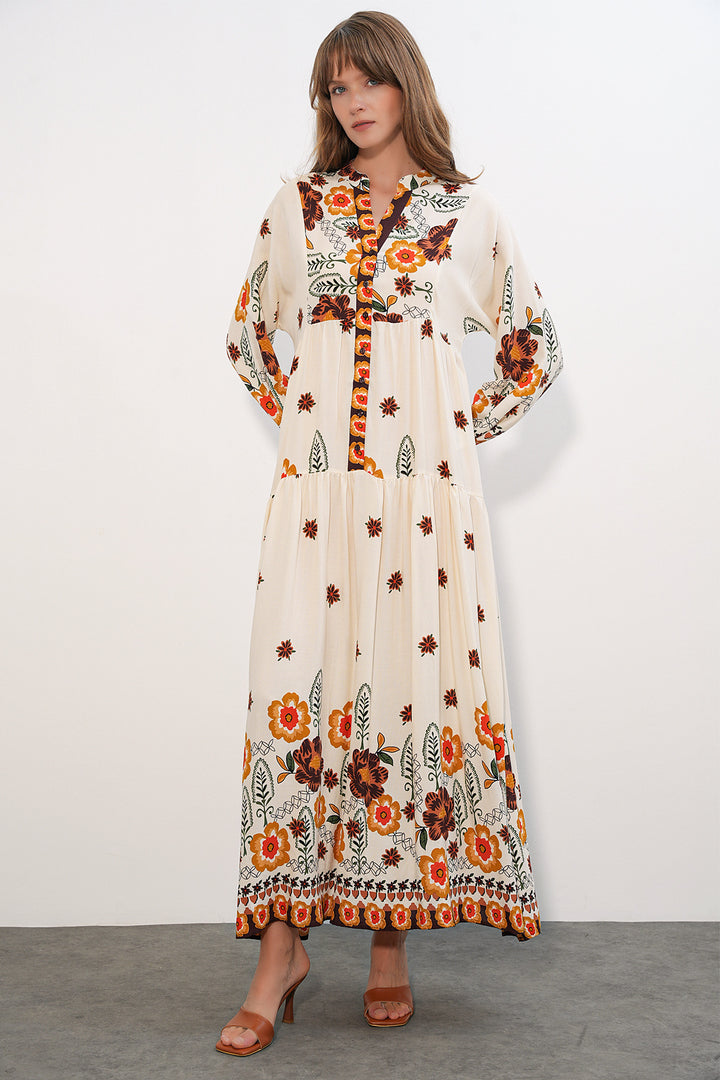 Bigdart Robe longue modeste à motifs pour femmes 2585 - vison
