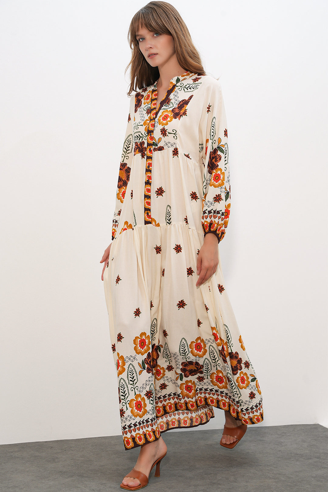 Bigdart Robe longue modeste à motifs pour femmes 2585 - vison