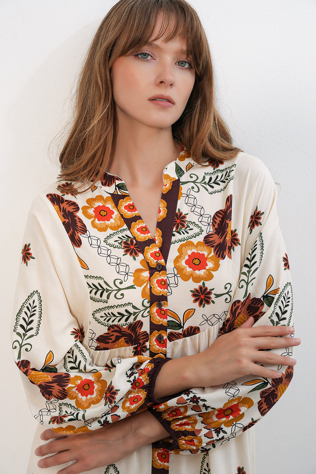 Bigdart Robe longue modeste à motifs pour femmes 2585 - vison