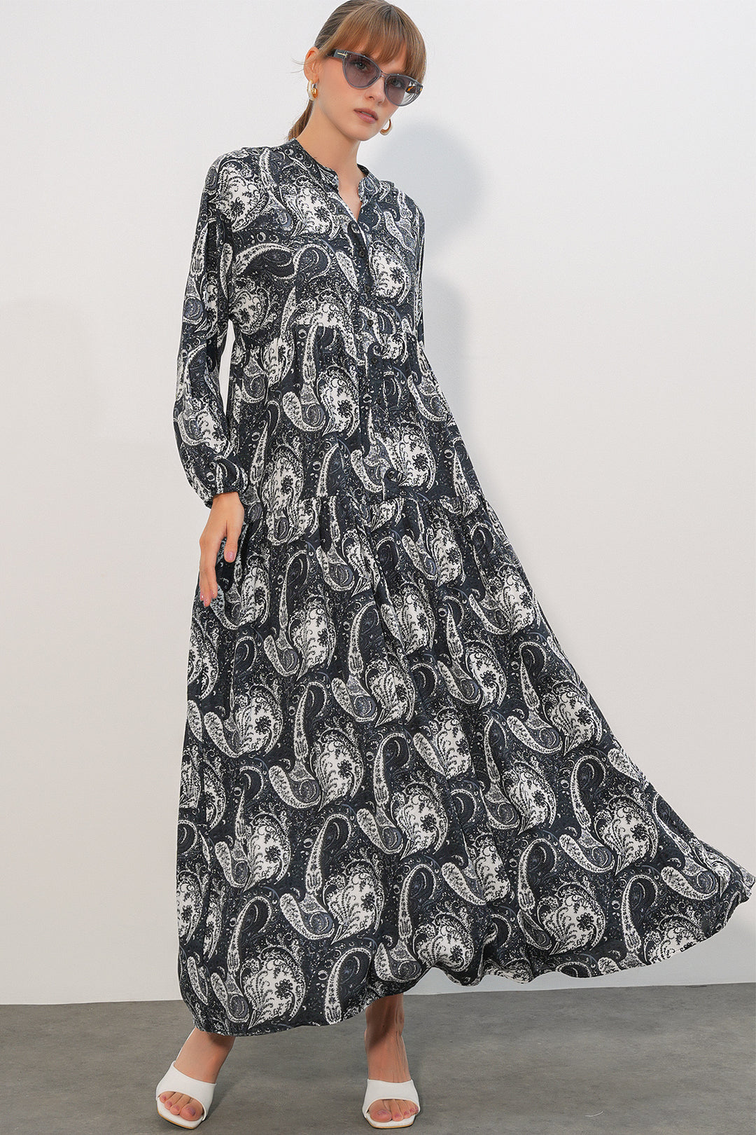 Bigdart Robe de hijab longue à motifs pour femme 2585 - Blanc