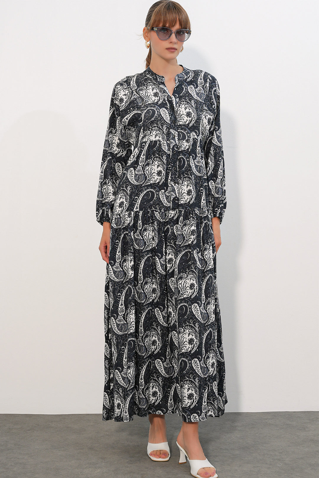 Bigdart Robe de hijab longue à motifs pour femme 2585 - Blanc